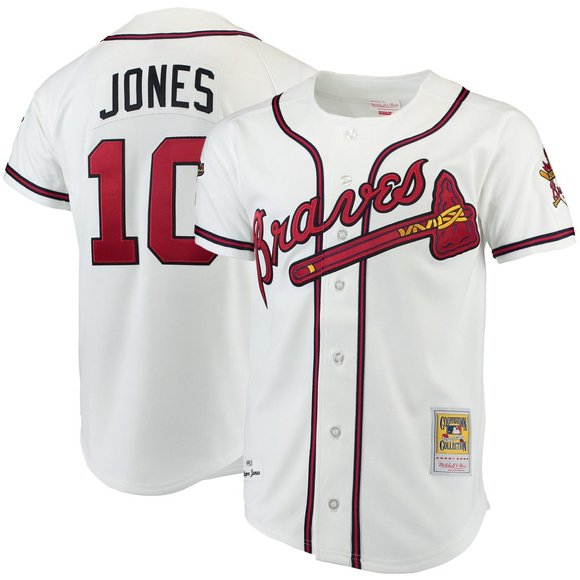 Chipper Jones Atlanta Braves Mitchell & Ness White MLB Authentic Jersey - Picture 7 of 7